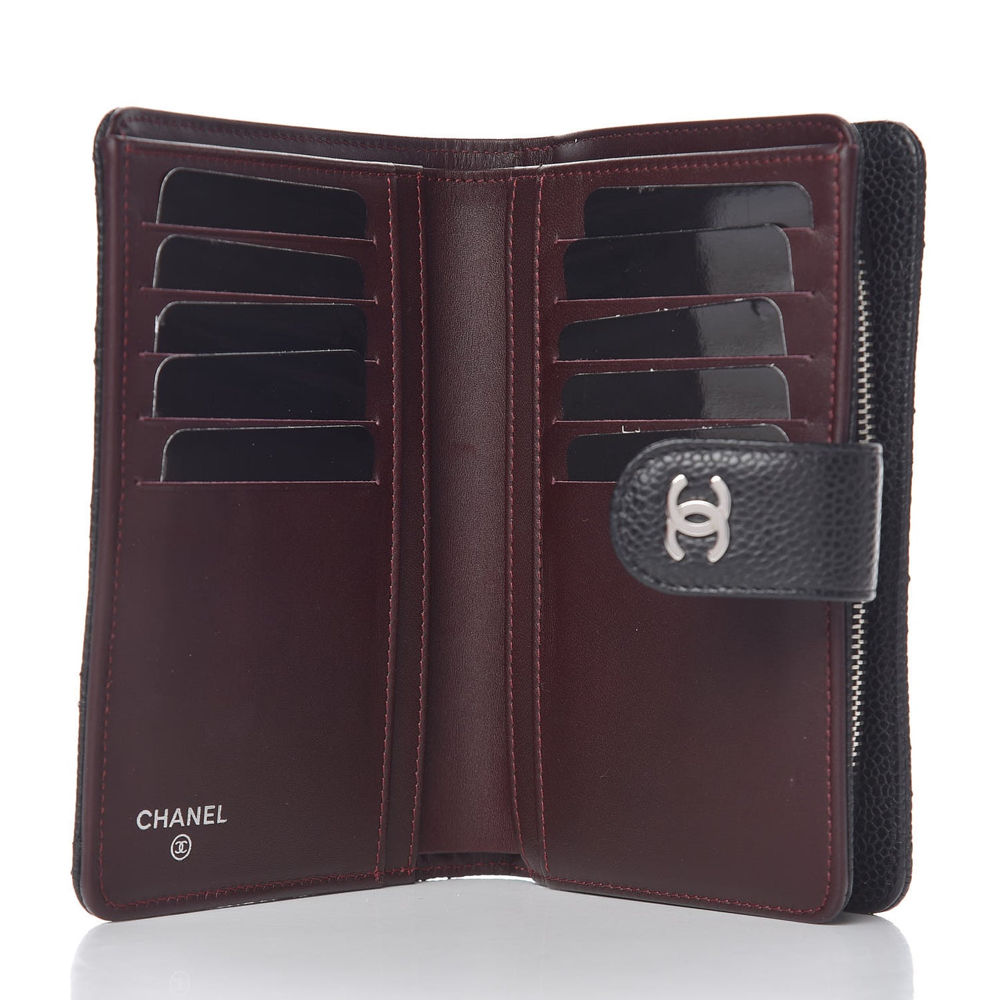 Caviar Quilted Zipped Pocket Wallet Black