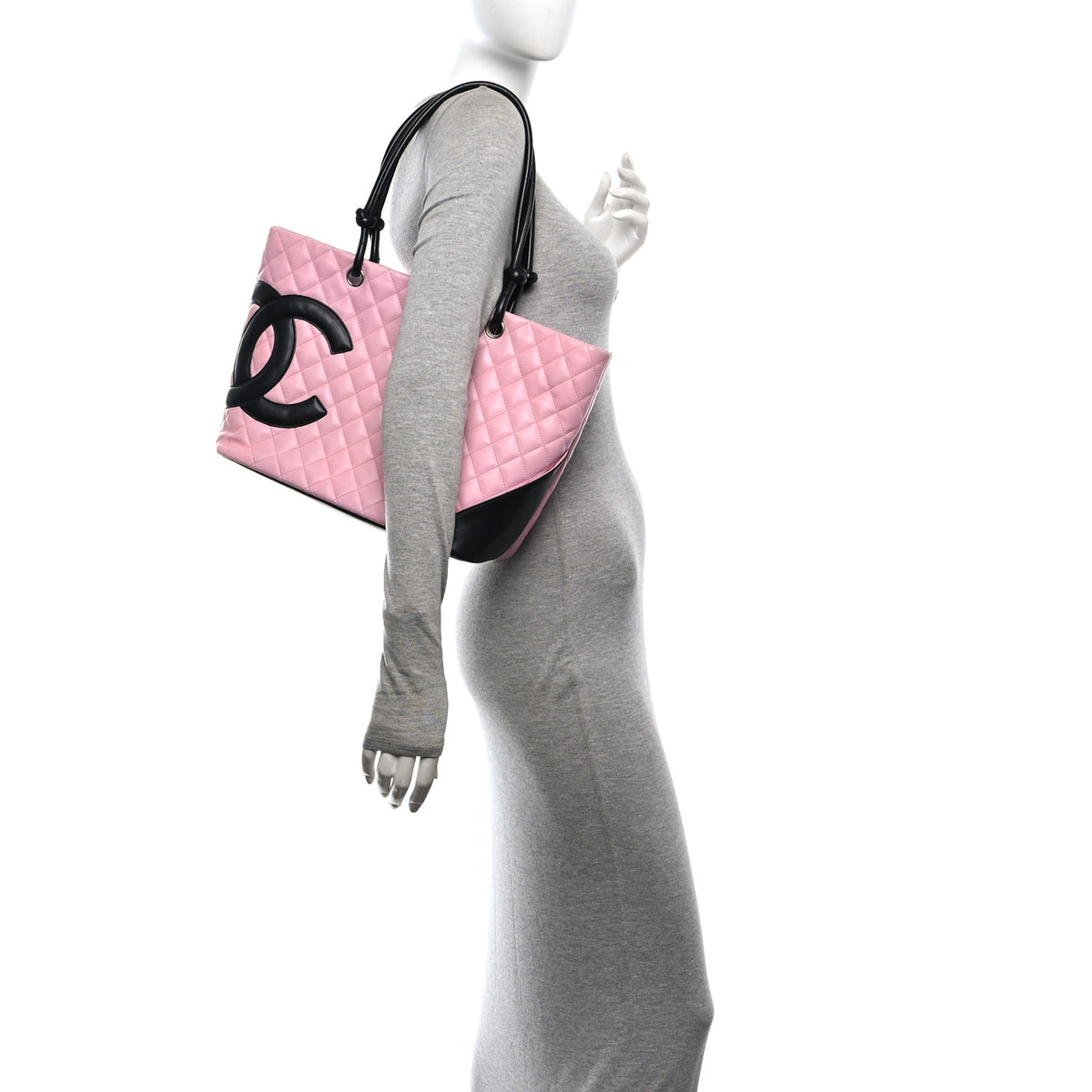Chanel Calfskin Quilted Large Cambon Tote Pink Black 2 of 10