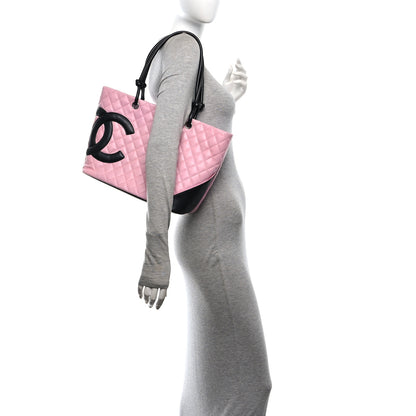 Chanel Calfskin Quilted Large Cambon Tote Pink Black 2 of 10