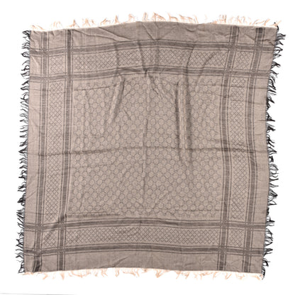 Gucci Wool Silk GG Monogram Diamante Cavendish Square Shawl Grey 1 of 3