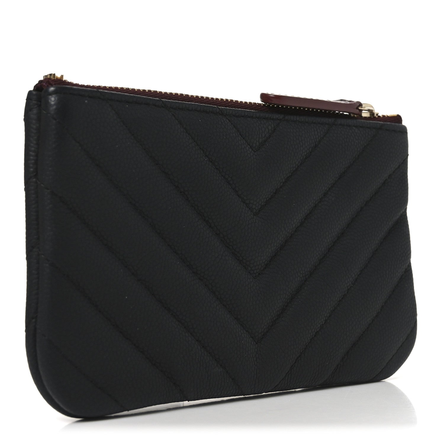 Chanel Caviar Chevron Quilted Small Cosmetic Case Black 3 of 8