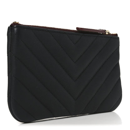Chanel Caviar Chevron Quilted Small Cosmetic Case Black 3 of 8