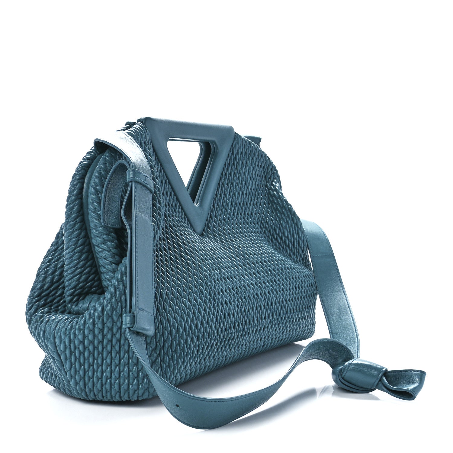 Bottega Veneta Lambskin Knit Large The Point Triangle Bag Mallard 3 of 10