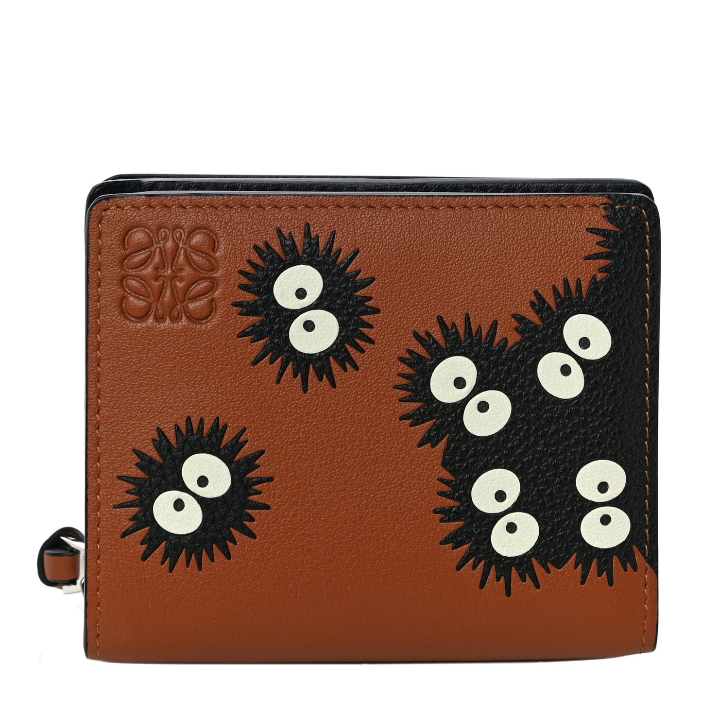 X SPIRITED AWAY Calfskin Susuwatari Compact Zip Wallet Havane