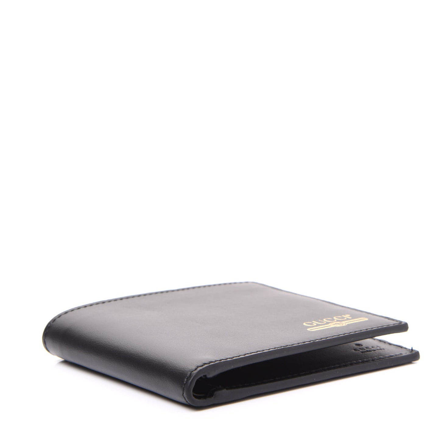 Plutone Calfskin Logo Bi-Fold Wallet Black