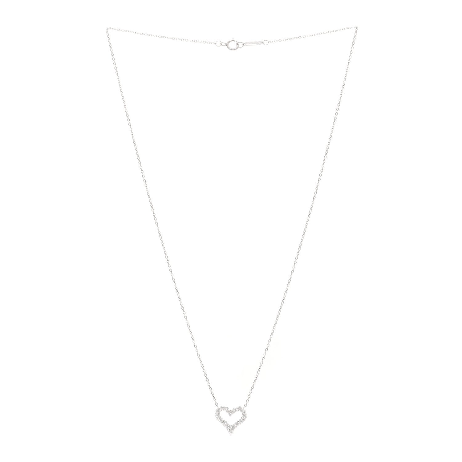 Tiffany Platinum Diamond Mini Heart Pendant Necklace 3 of 4