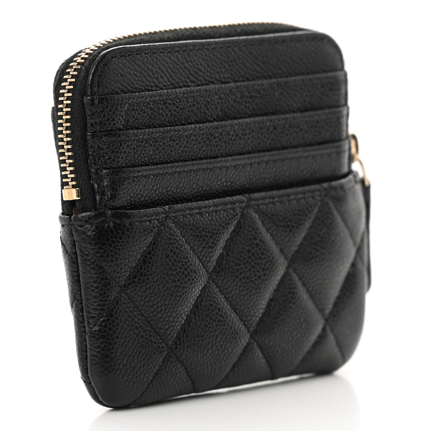 Chanel Caviar Quilted Zip Card Holder Wallet Black 3 of 10