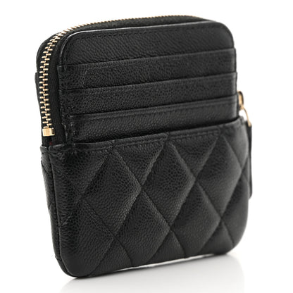 Chanel Caviar Quilted Zip Card Holder Wallet Black 3 of 10