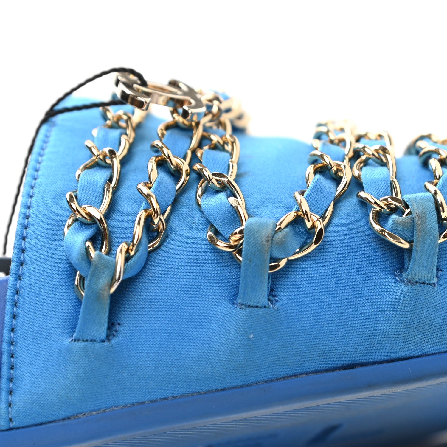 Chanel Canvas Chain Flat Sandals 40 Bright Blue 11 of 12