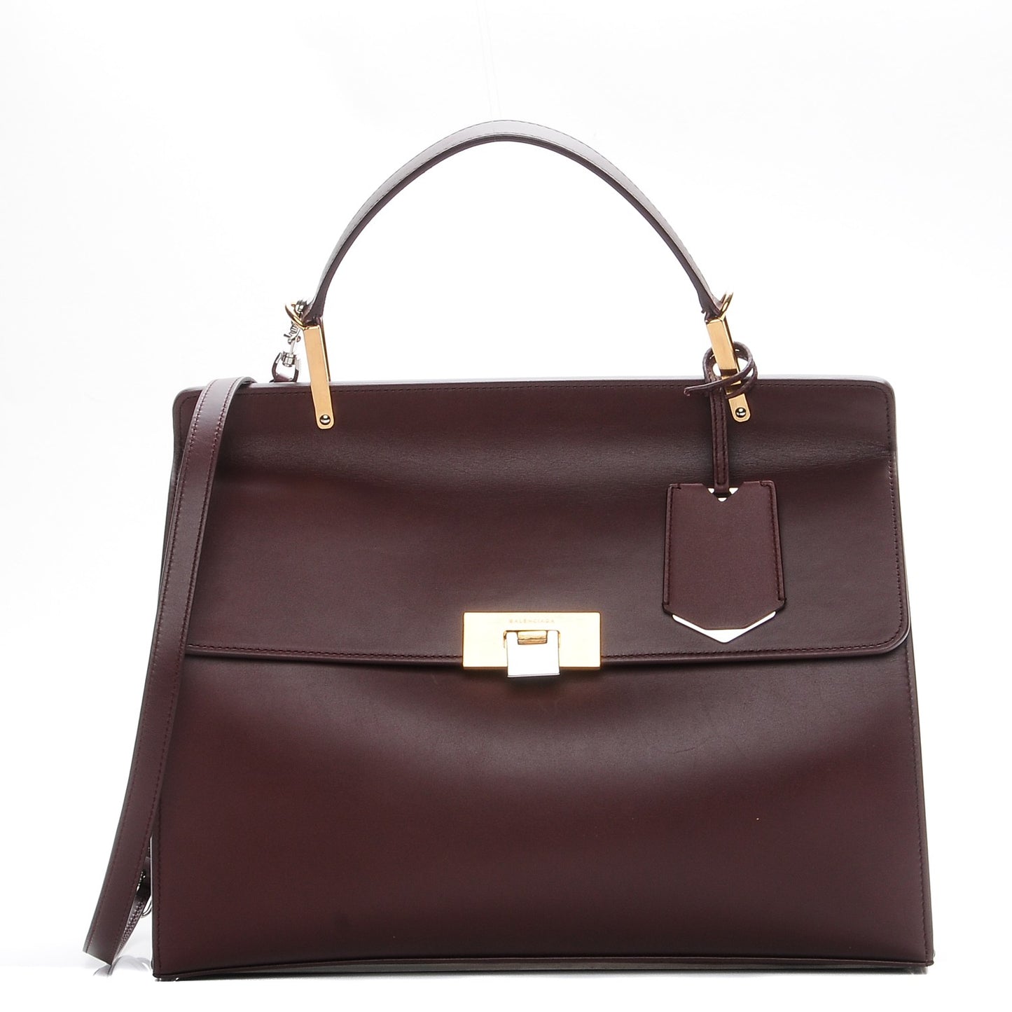 Smooth Calfskin Le Dix M Cartable Shoulder Bag Aubergine