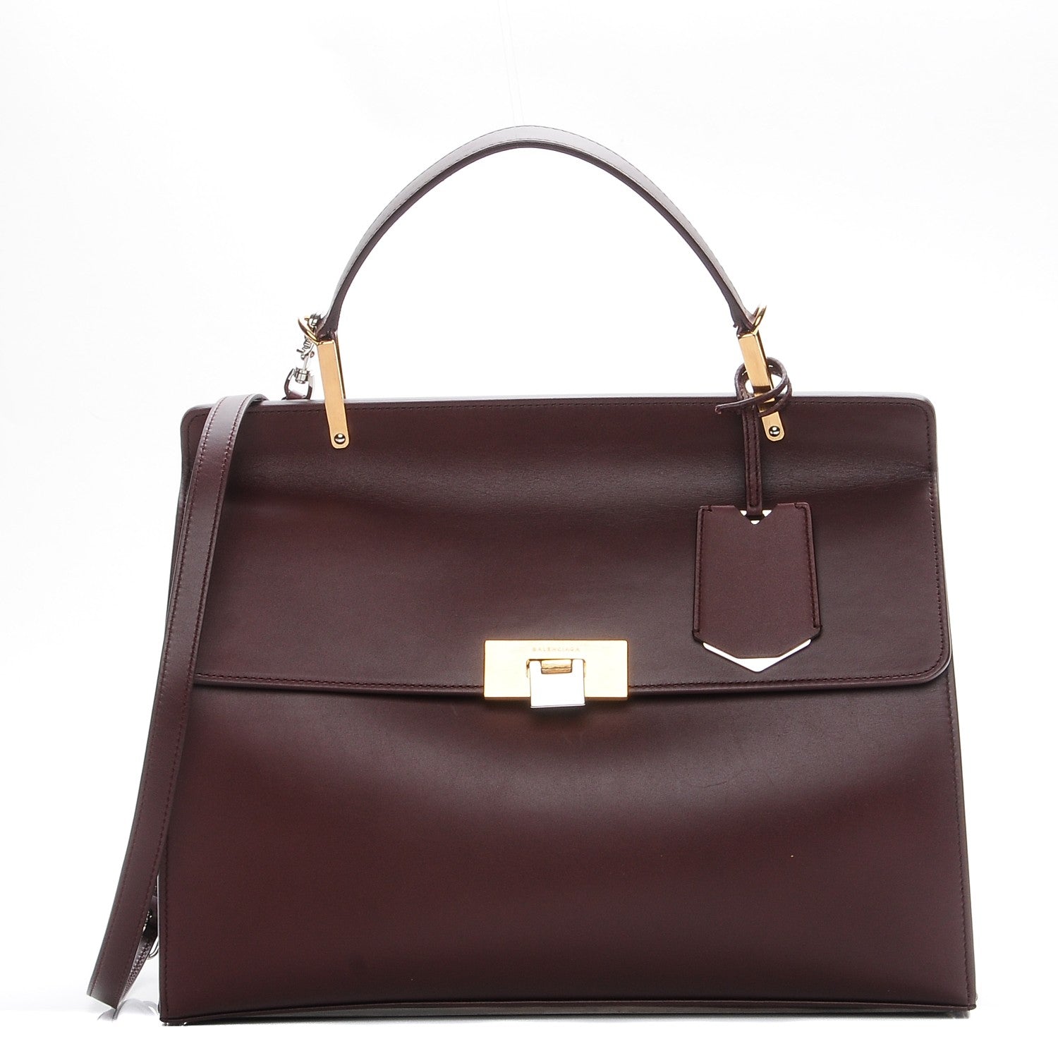 Balenciaga Smooth Calfskin Le Dix M Cartable Shoulder Bag Aubergine 1 of 10
