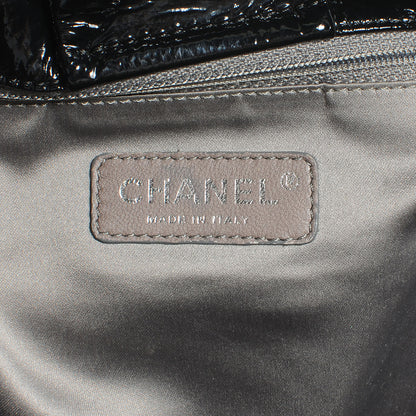 Chanel Vinyl Graphic Edge Accordion Flap Bag Black 6 of 7