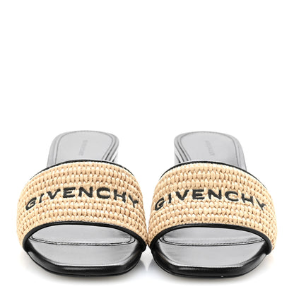 Givenchy Raffia 4G Logo Mule Sandals 35 Beige Black 3 of 12
