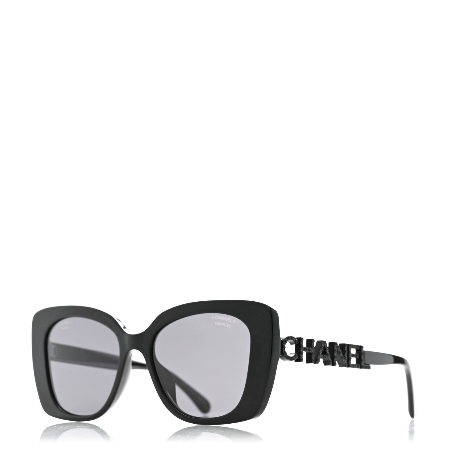 Chanel Acetate Strass Polarized Square Sunglasses 5422-B Black 1 of 8