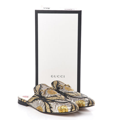 Gucci Jacquard Floral Womens Princetown Slippers 38.5 Oro Black 8 of 8