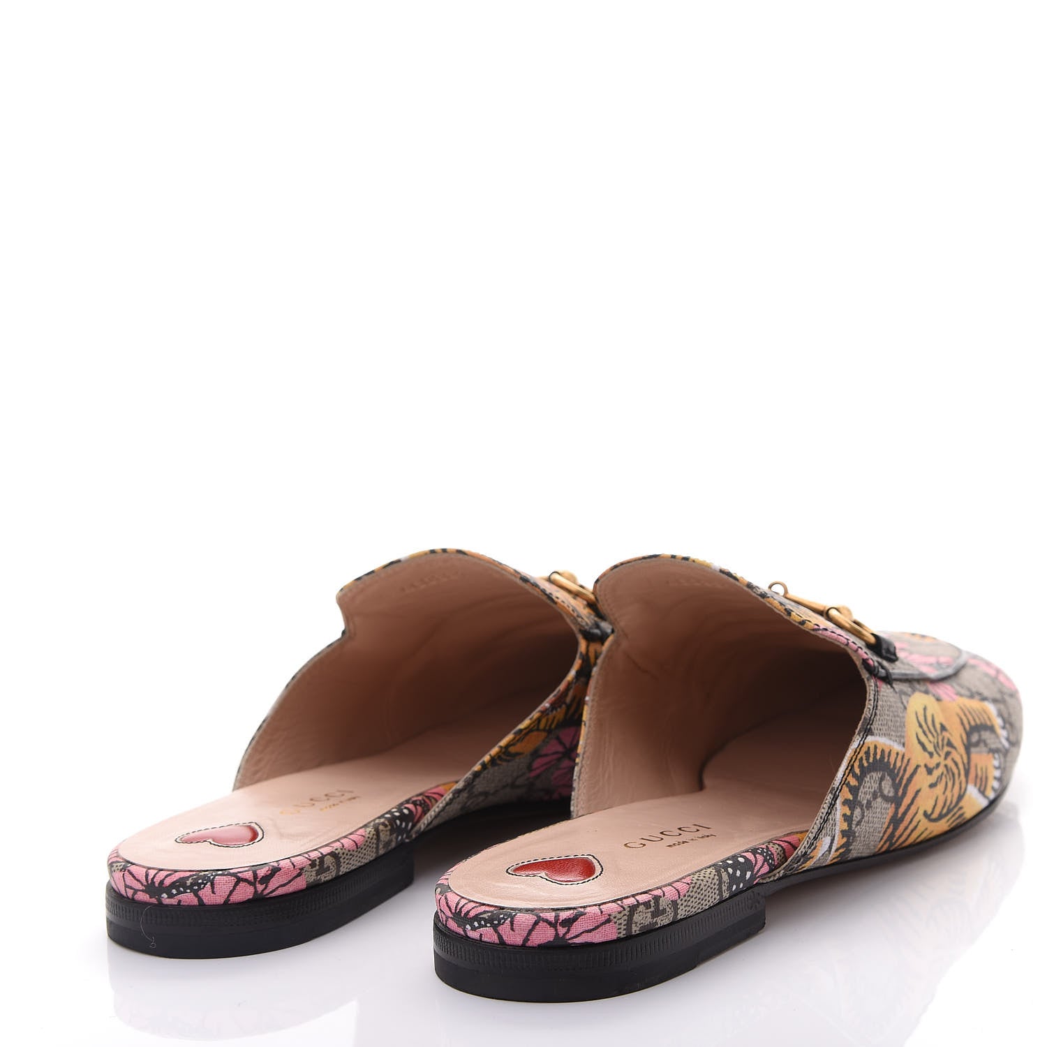 Gucci GG Supreme Monogram Bengal Womens Princetown Slippers 38.5 Beige Crop Pink 4 of 11