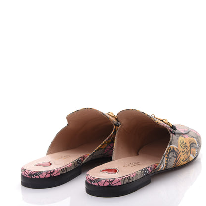 Gucci GG Supreme Monogram Bengal Womens Princetown Slippers 38.5 Beige Crop Pink 4 of 11