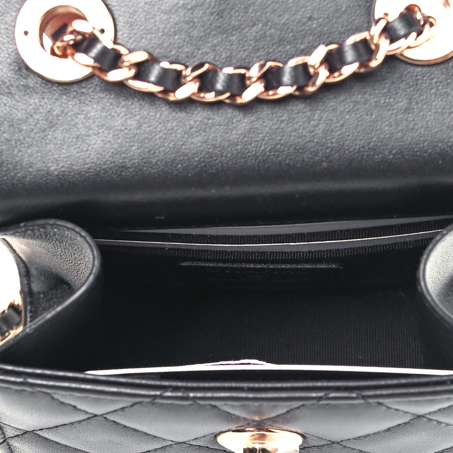 Lambskin Quilted Mini Trendy CC Chain Wallet Black