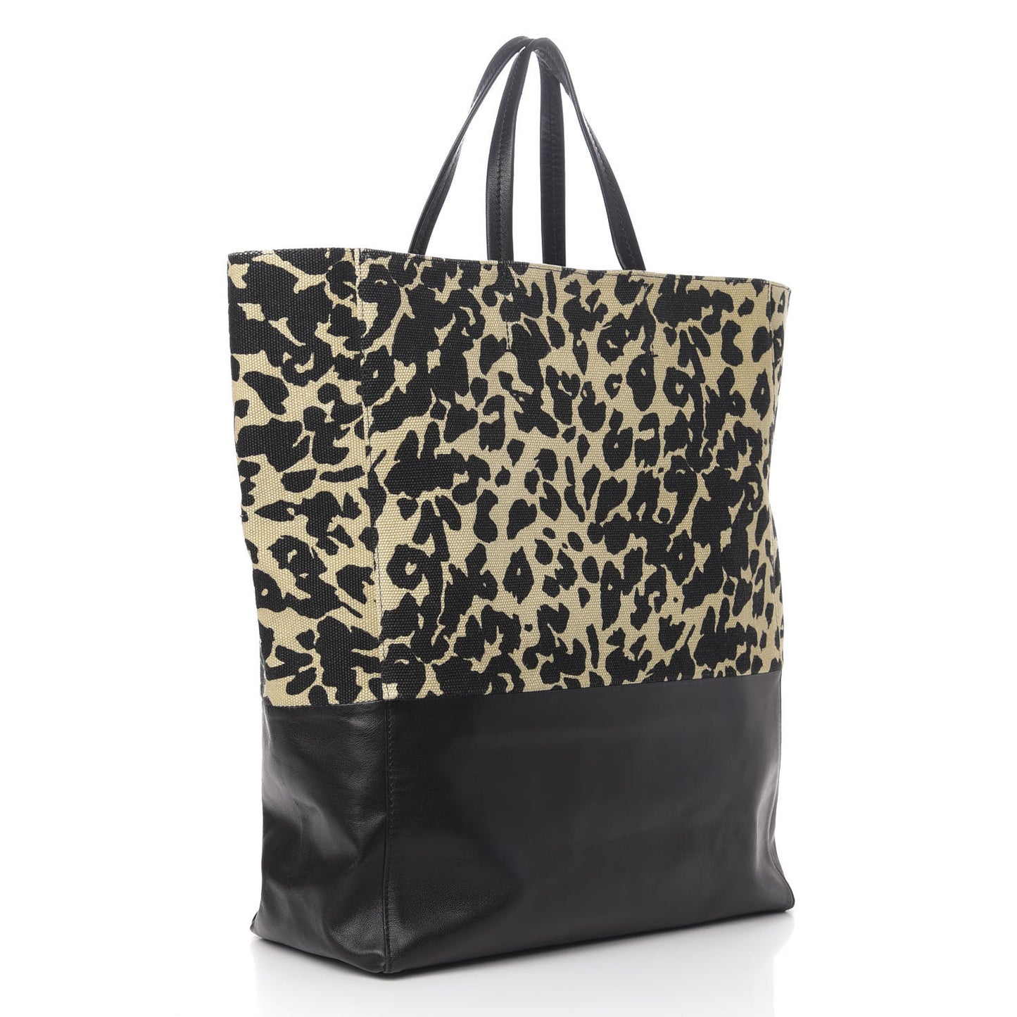 Lambskin Jute Leopard Bi-Cabas Black