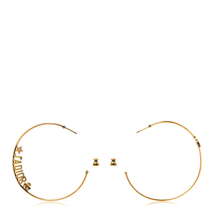 Christian Dior Metal J Adior Hoop Earrings Aged Gold 3 of 5