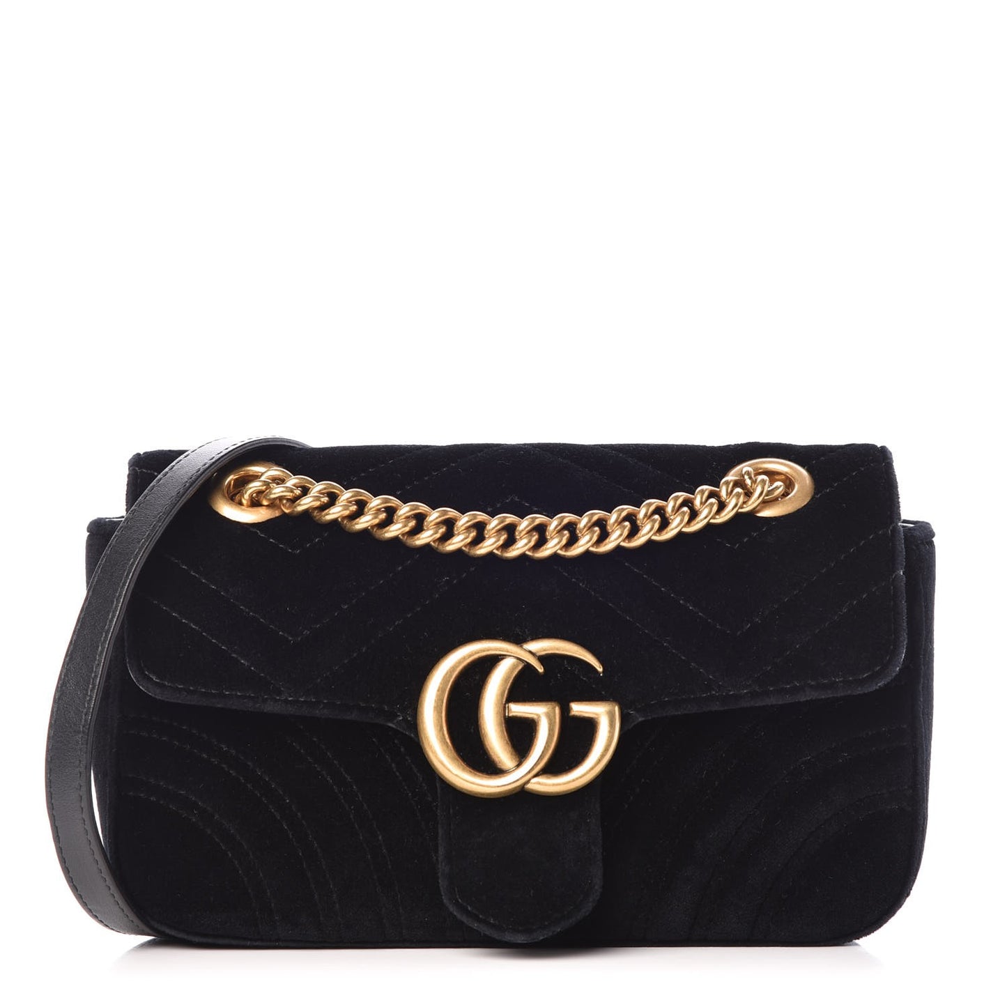 Velvet Matelasse Mini GG Marmont Shoulder Bag Black