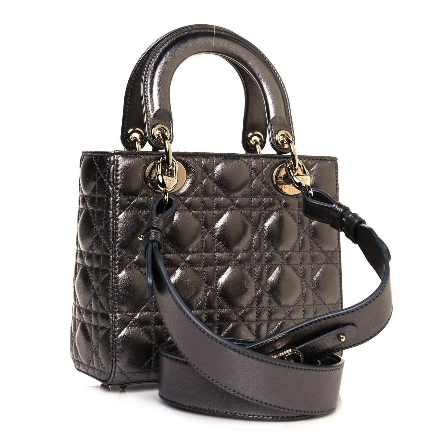 Metallic Grained Calfskin Cannage My ABCDior Lady Dior Gunmetal