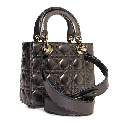 Christian Dior Metallic Grained Calfskin Cannage My ABCDior Lady Dior Gunmetal 2 of 12