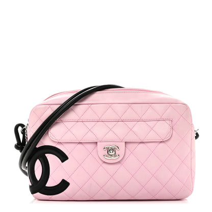 Chanel Calfskin Quilted Cambon Camera Case Pink Black 1 of 11
