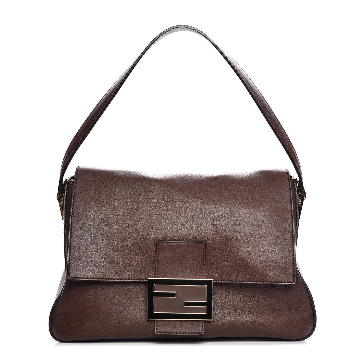 Vitello Flamingo Enamel Big Forever Mama Baguette Brown