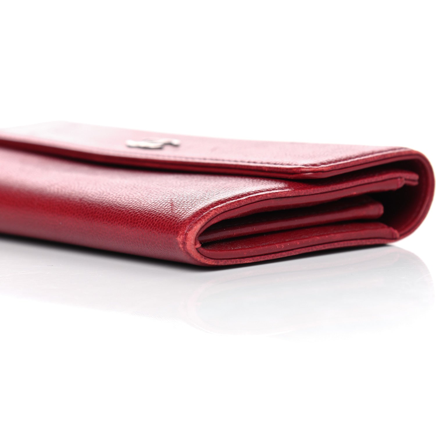 Chanel Caviar Sevruga CC Large Gusset Flap Wallet Red 8 of 11
