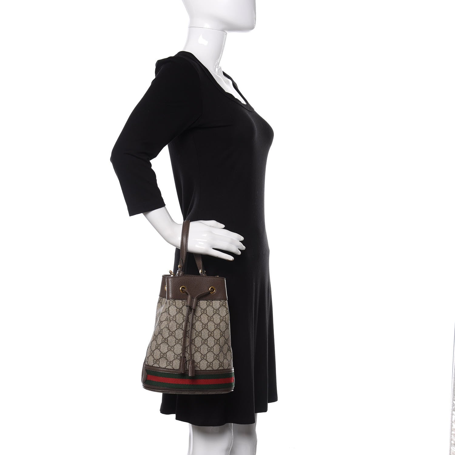 Gucci GG Supreme Monogram Web Small Ophidia Bucket Bag Brown 2 of 11