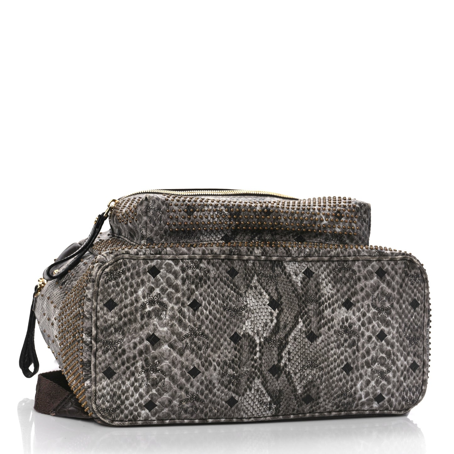 Snakeskin Medium Studded Backpack Black Multicolor