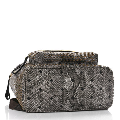 MCM Snakeskin Medium Studded Backpack Black Multicolor 4 of 15