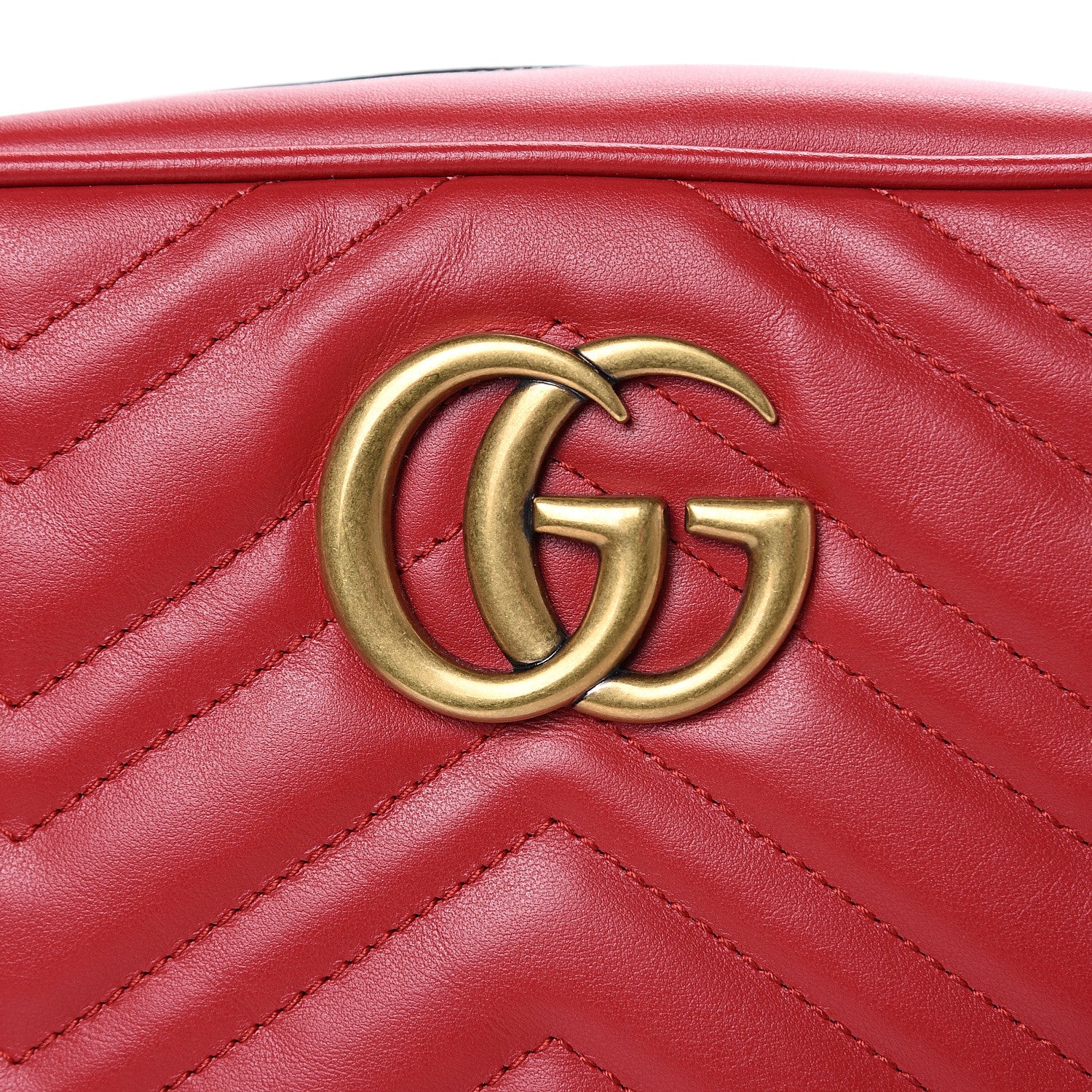 Gucci Calfskin Matelasse Small GG Marmont Chain Shoulder Bag Hibiscus Red 7 of 9