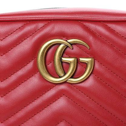 Gucci Calfskin Matelasse Small GG Marmont Chain Shoulder Bag Hibiscus Red 7 of 9