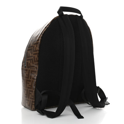 Fendi Glazed Fabric Vitello Century FF 1974 Stamp Patch Pouch Pocket Backpack Mogano Panna Black 3 of 9