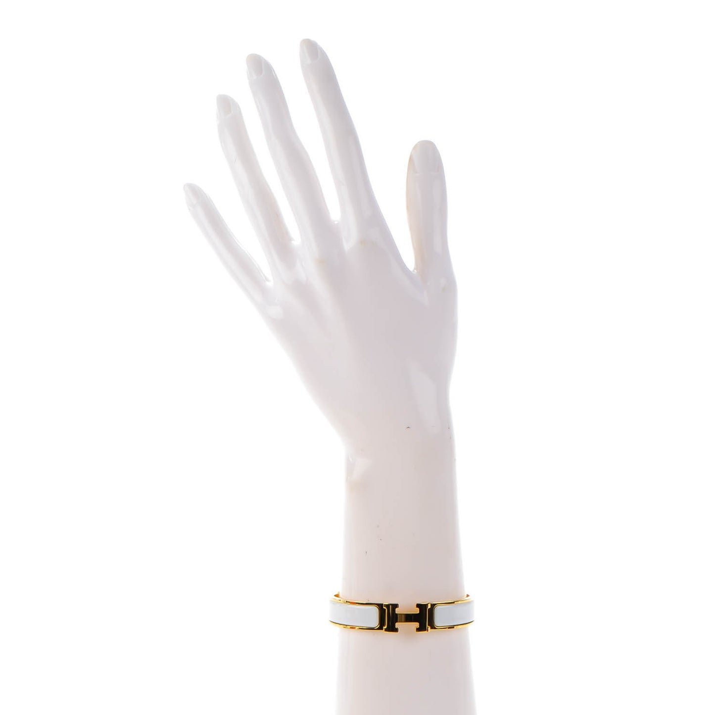 Enamel Narrow Clic Clac H Bracelet PM White