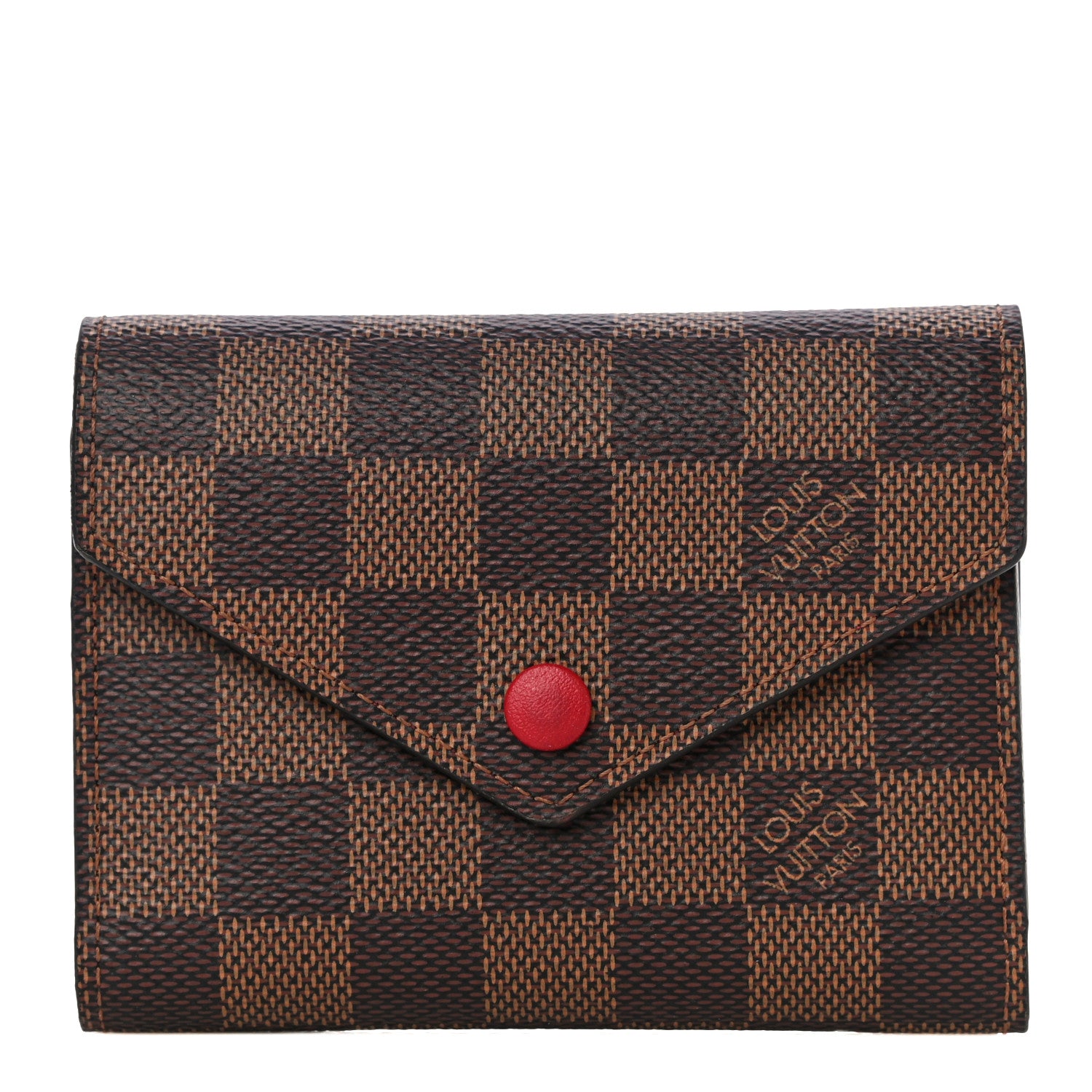 Louis Vuitton Damier Ebene Victorine Wallet Red 1 of 11