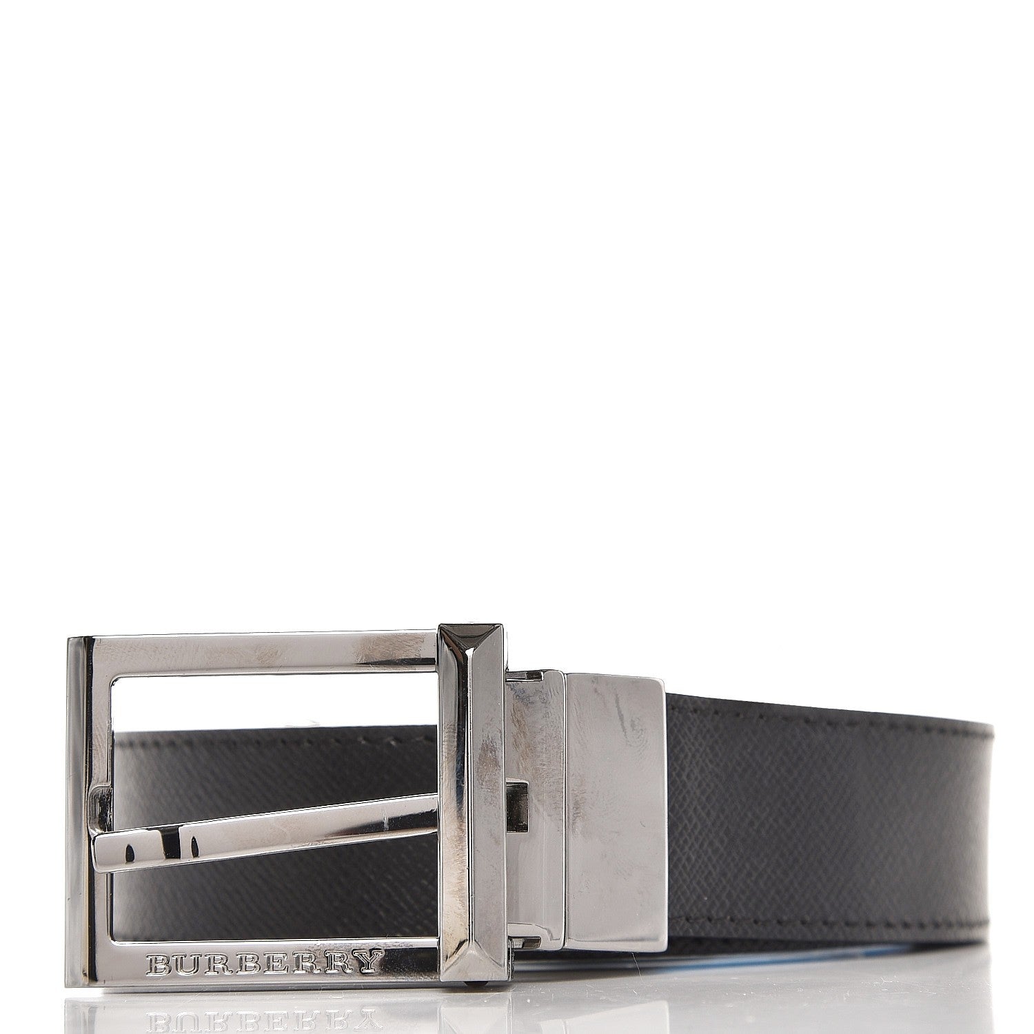 Burberry London Grainy Calfskin 30mm Webster Reversible Belt 38 95 Black Airforce Blue 3 of 8