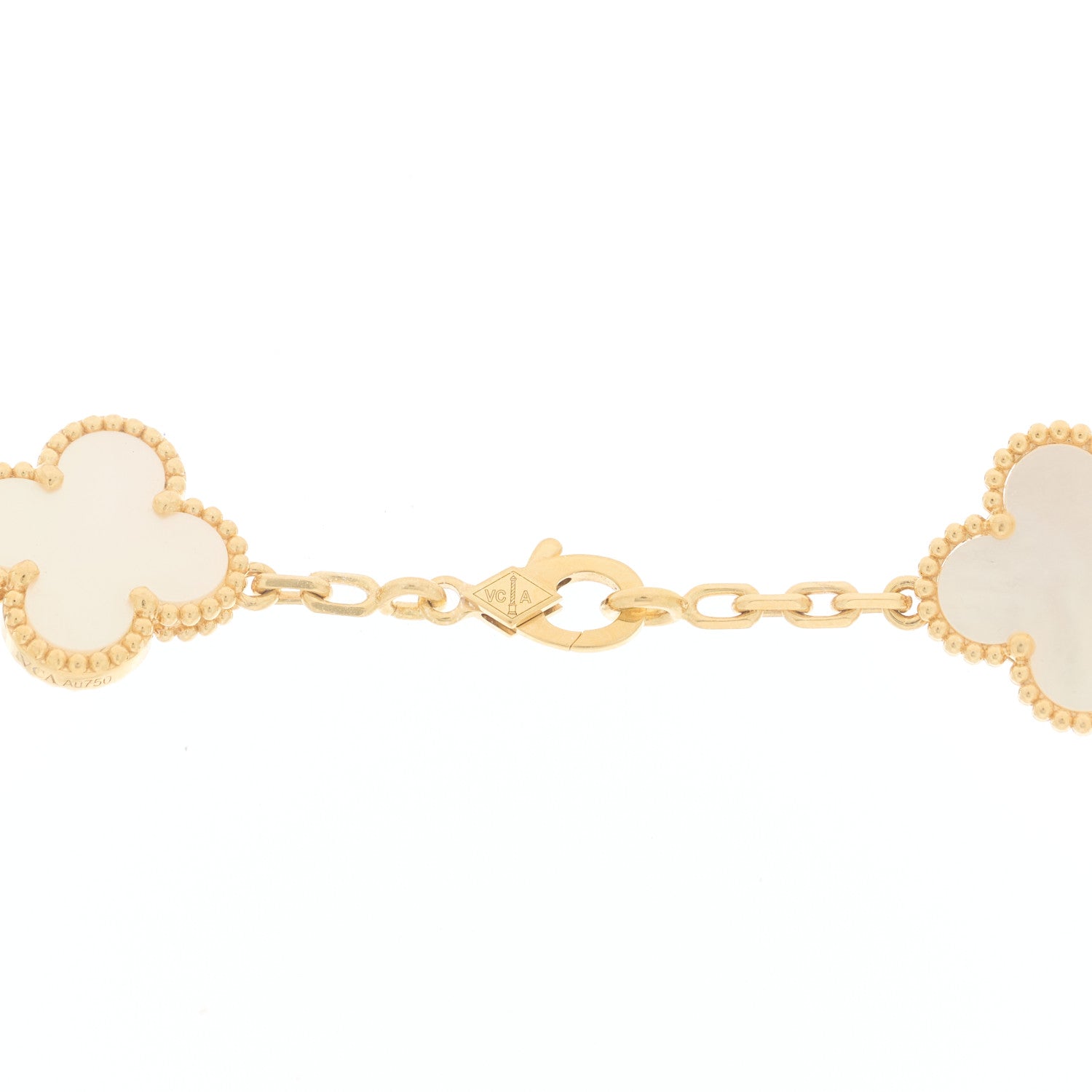 Van Cleef & Arpels 18K Yellow Gold Mother of Pearl 10 Motifs Vintage Alhambra Necklace 4 of 6