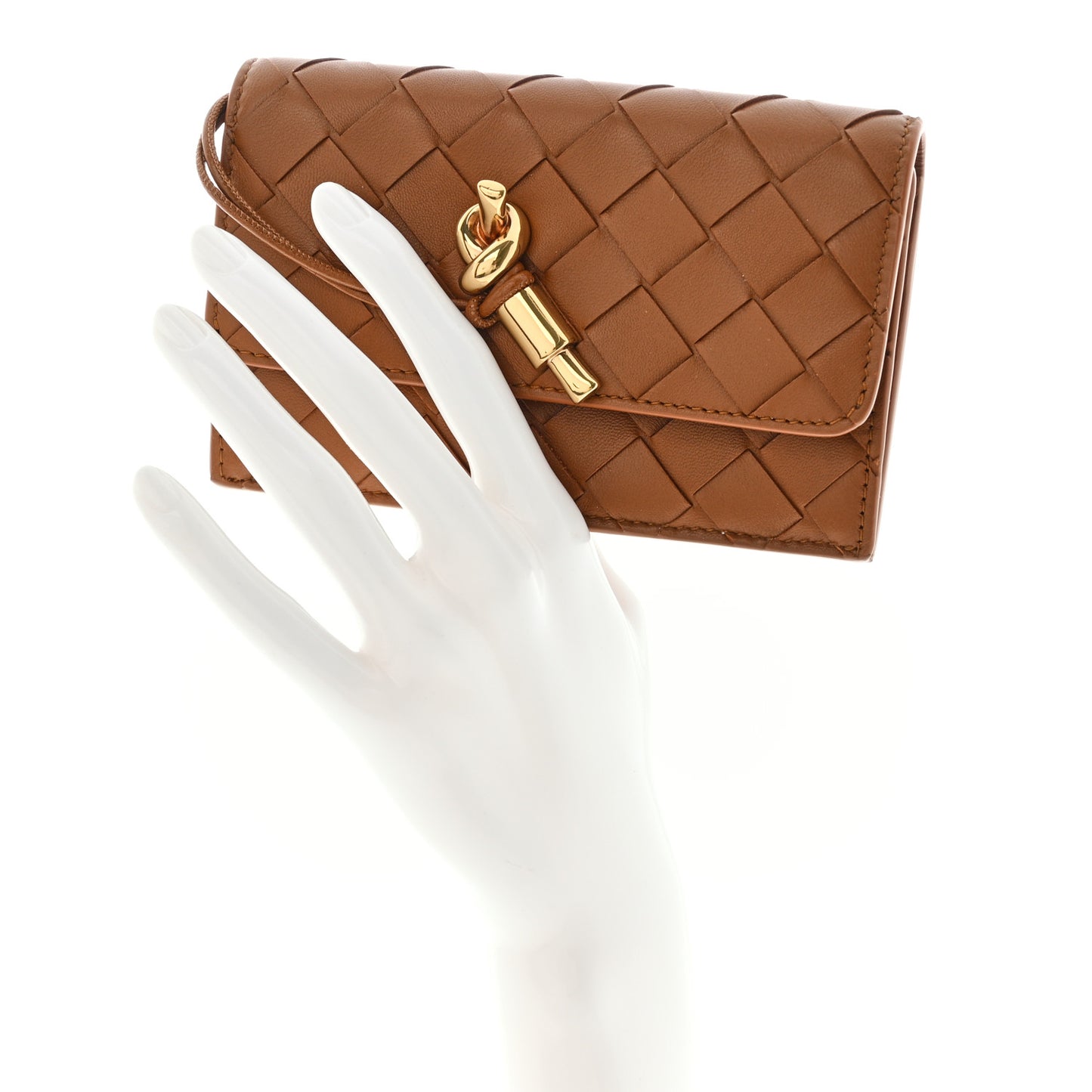 Nappa Intrecciato Andiamo Flap Wallet Cognac