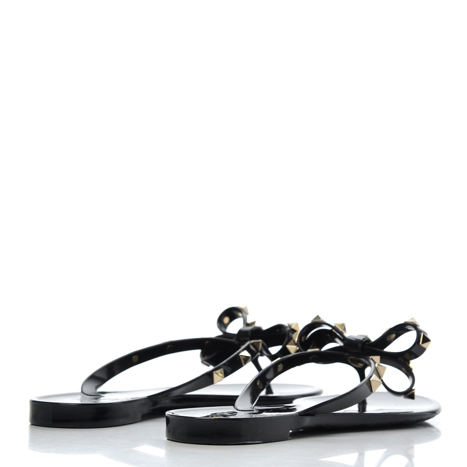 Valentino Garavani PVC Jelly Rockstud Bow Thong Sandals 37 Black 4 of 13