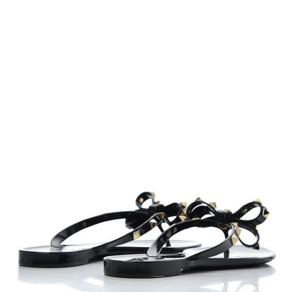 Valentino Garavani PVC Jelly Rockstud Bow Thong Sandals 37 Black 4 of 13