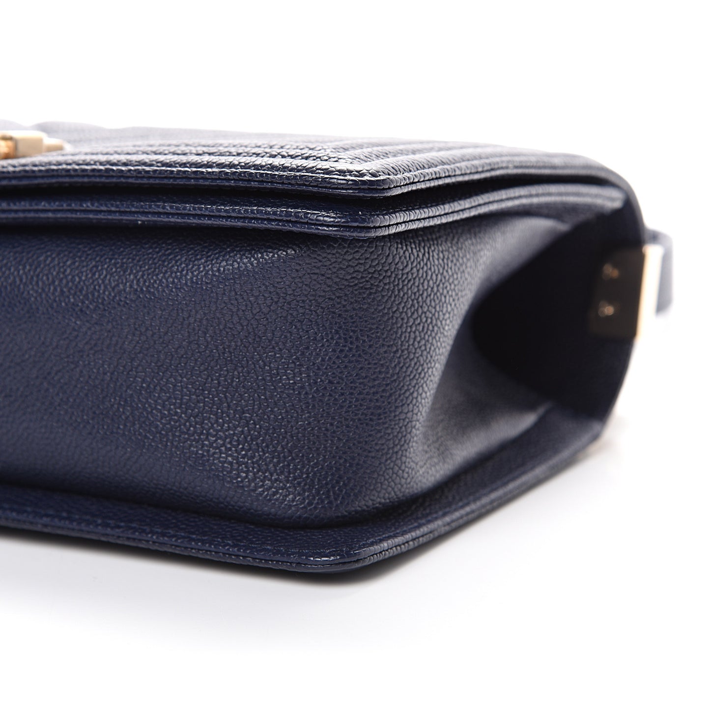 Caviar Chevron Quilted Medium Boy Flap Navy