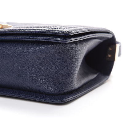 Chanel Caviar Chevron Quilted Medium Boy Flap Navy 9 of 10