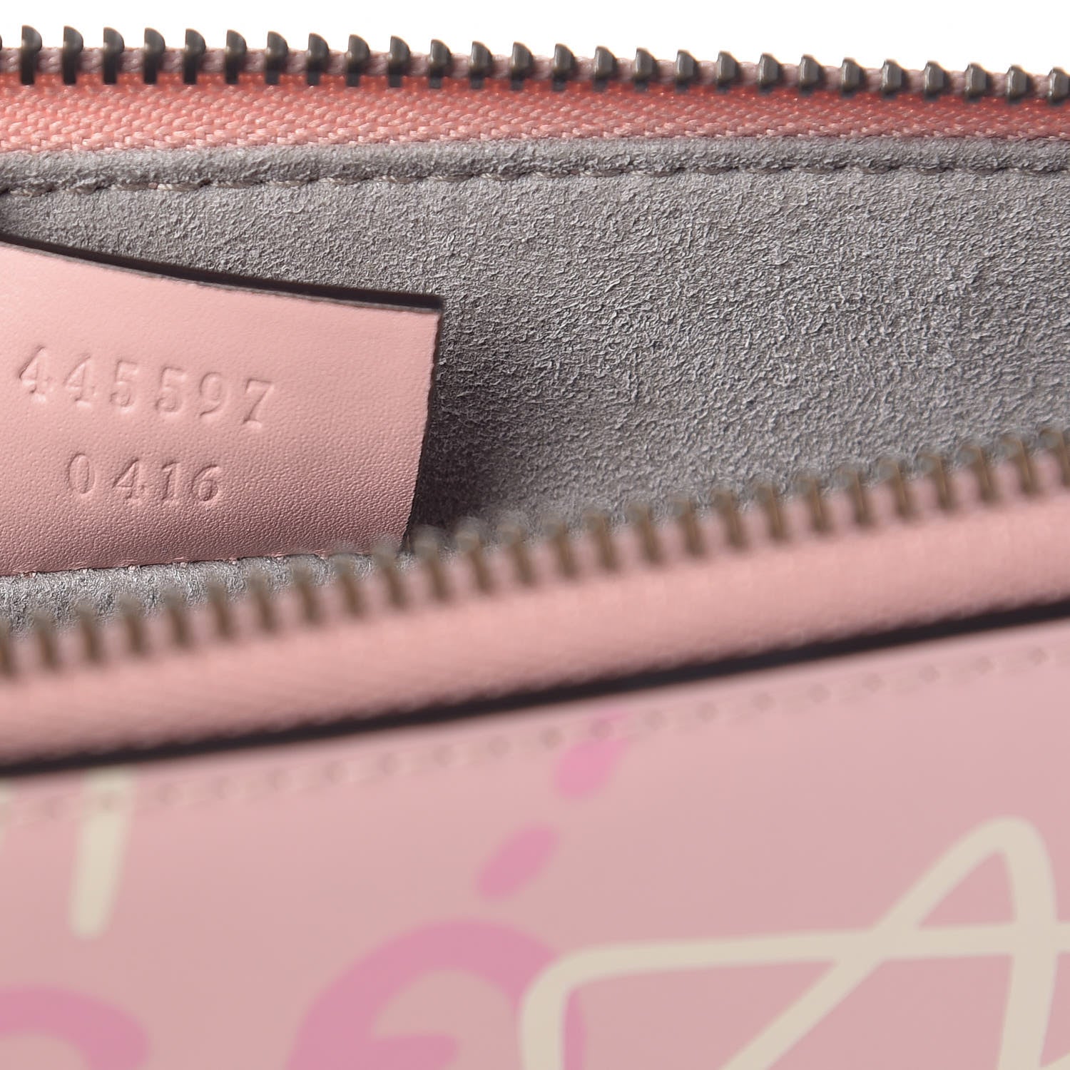Gucci Calfskin GucciGhost Print Zip Pouch Perfect Pink Rosa Ivory 7 of 9