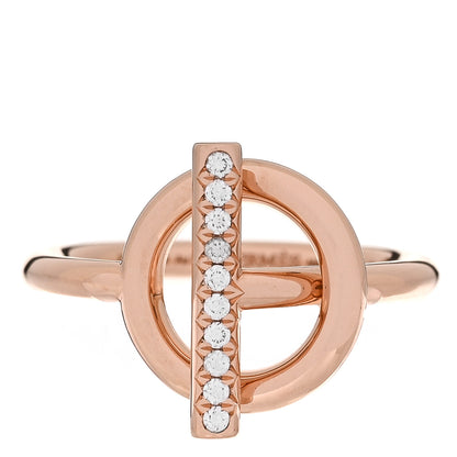 Hermes 18K Rose Gold Diamond PM Echappee Ring 51 5.75 1 of 5