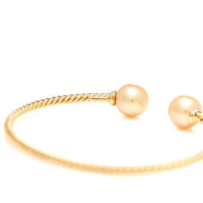 David Yurman 18K Yellow Gold Diamond South Sea Golden Pearl 9mm Solari Bracelet 3 of 4