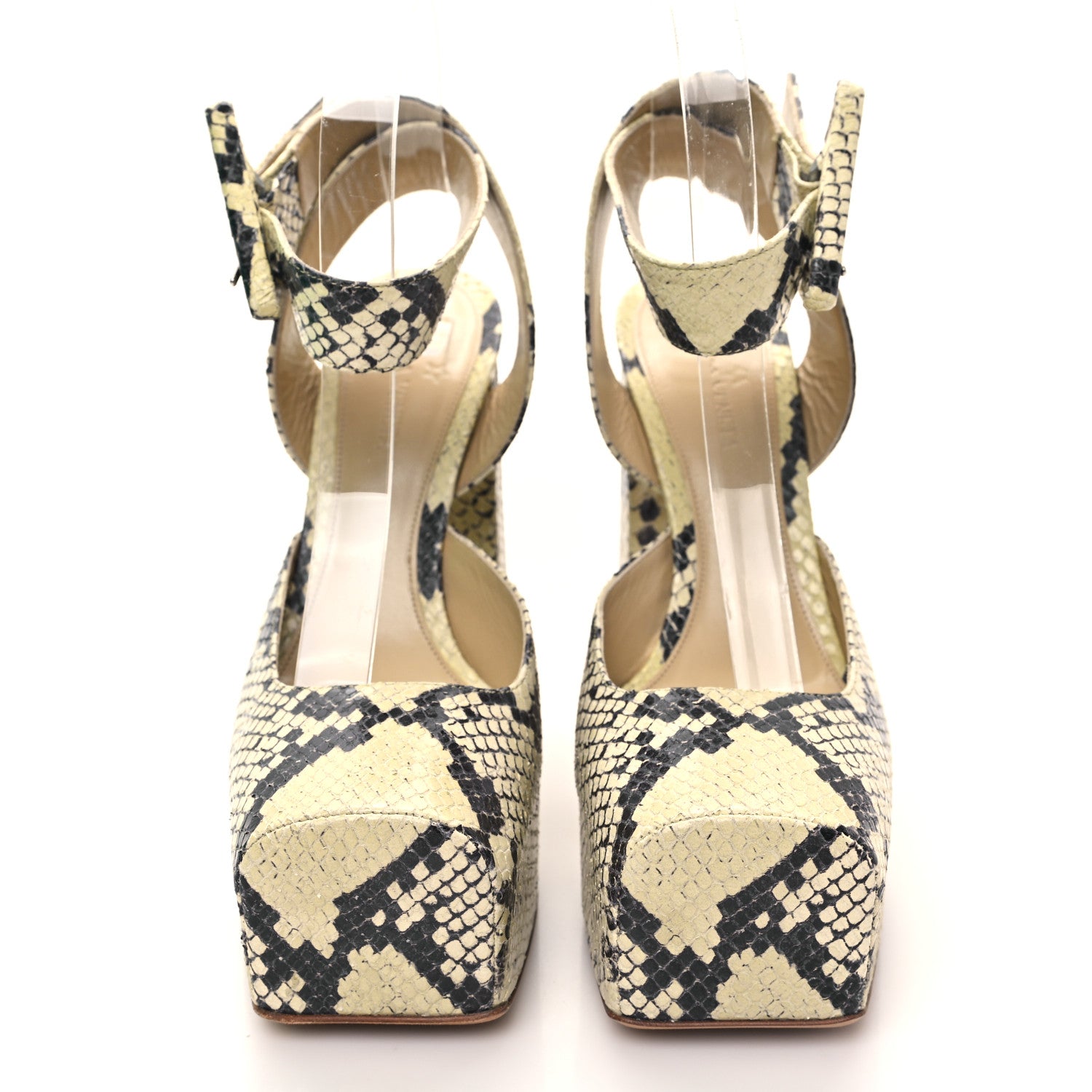 Bottega Veneta Faded Goatskin Python Printed Tower 40/140mm Platform Pumps 37 Kiwi Black 2 of 9