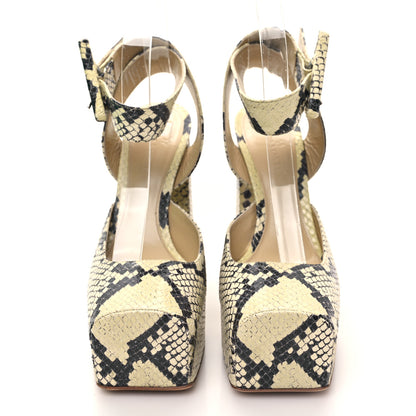 Bottega Veneta Faded Goatskin Python Printed Tower 40/140mm Platform Pumps 37 Kiwi Black 2 of 9